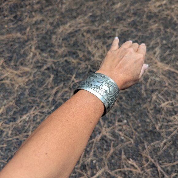 Native American Silver Bracelet Genuine Handcrafted Navajo Jewelry Sz 7 in - Picture 11 of 11